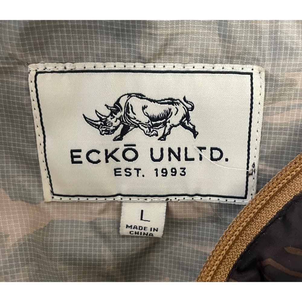 Ecko Unltd Mens Tiger Stripe Camo Half Zip Windbreaker Jacket Gold Brown Large - Picture 9 of 11